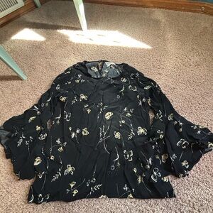 LC Lauren Conrad Black Floral Blouse